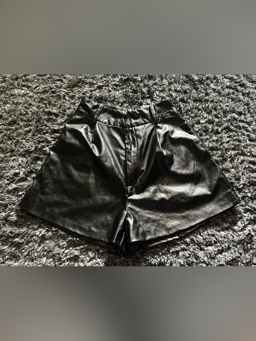 SHEIN Black High-Waist Faux Leather Shorts